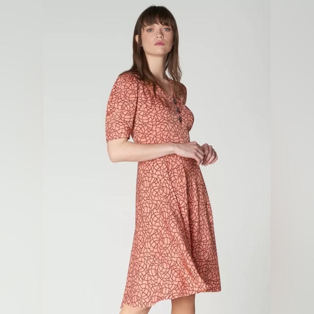 LK Bennett Daphne Multi Coral‎ Geometric Midi Dress